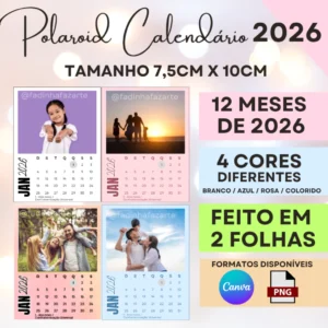Molde Calendário Polaroid 2026