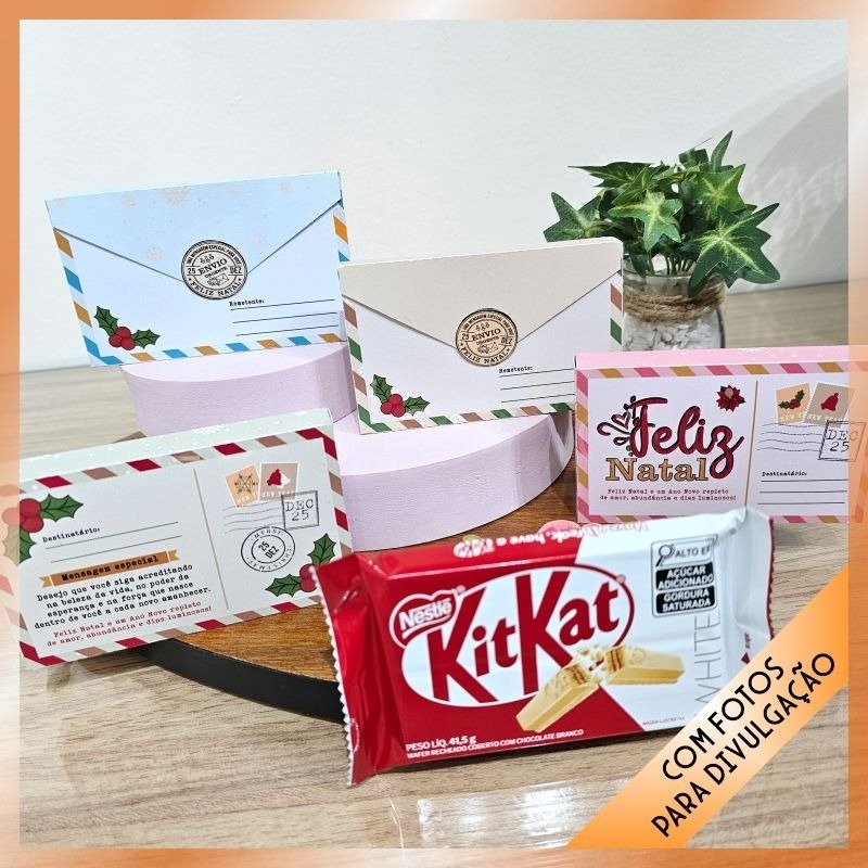 Combo 04 Caixinhas Para Kitkat Natal