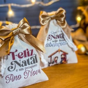 Arte Saquinho De Algodão Natal Cristão