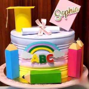 Topo Formatura Abc Lápis Capelo Canudo Livro 3D