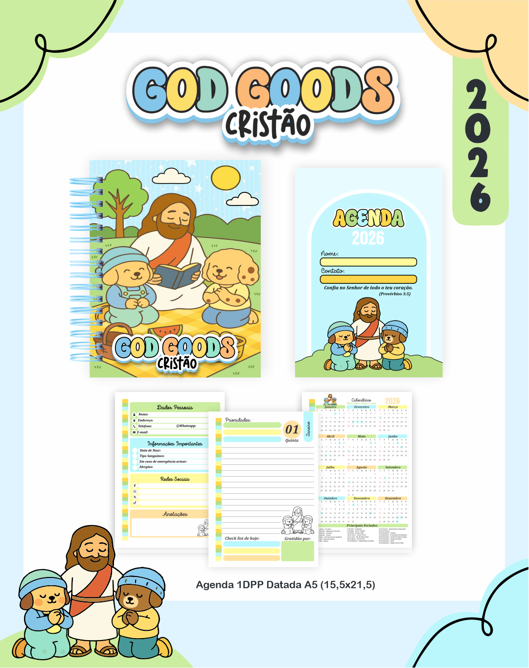 Combo Escolar Box God Goods Cristão - Menino