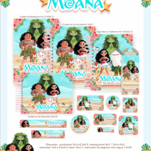 Combo Escolar Moana Aquarela 2026