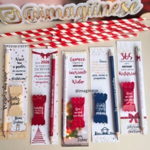 Cartão Com Lápis E Balinha Natal