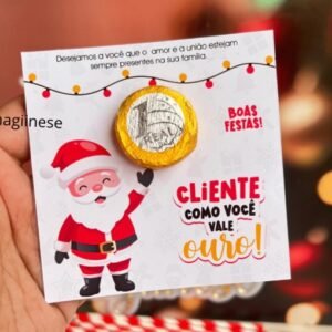 Cartão Com Moeda De Chocolate Noel
