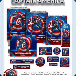 Combo Escolar Capitão América 2026
