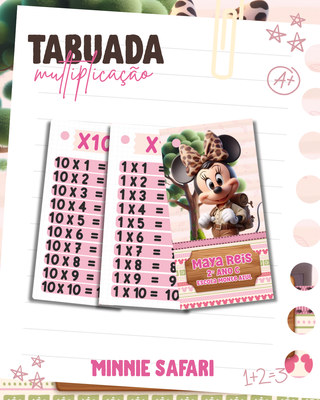 Tabuada De Multiplicação Escolar Minnie Safari