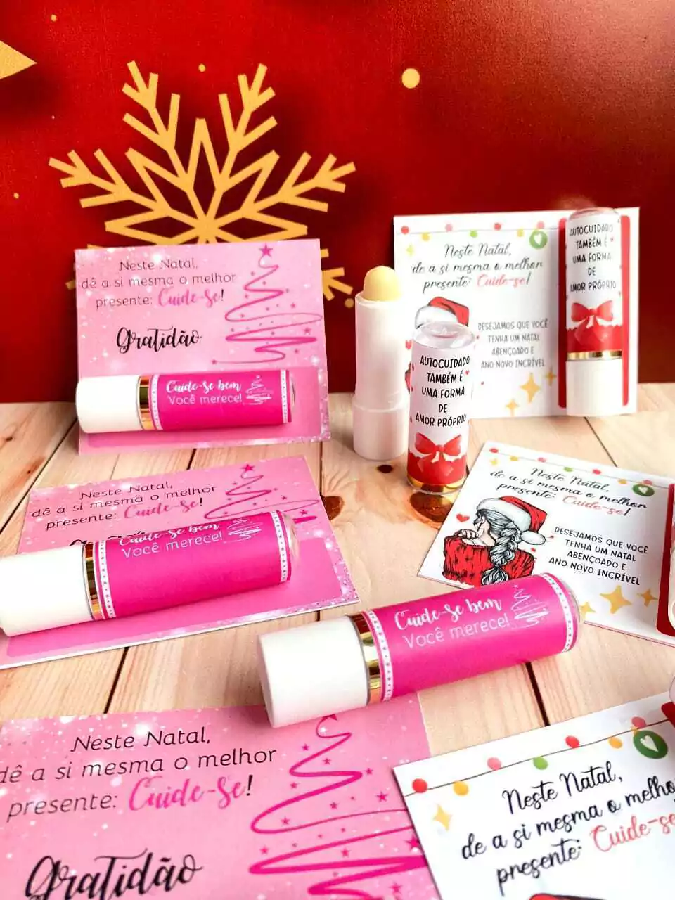 Card Batom Natal Rosa