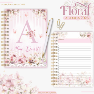 Agenda Rosa Floral 2026