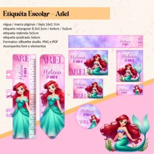 Etiqueta Escolar Ariel - A Pequena Sereia