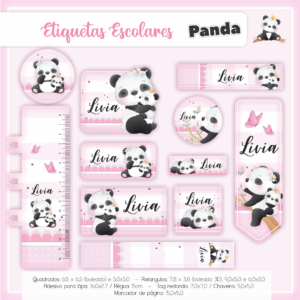Etiqueta Escolar Panda Menina