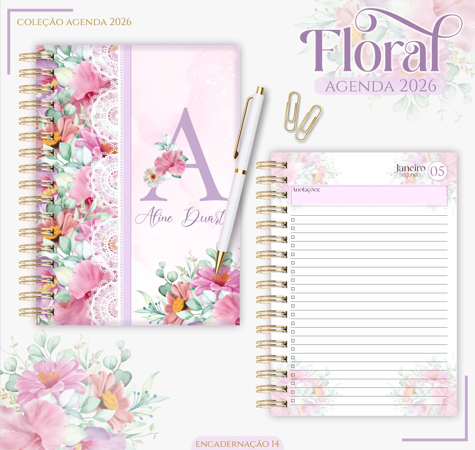 Agenda Floral Lilás 2026