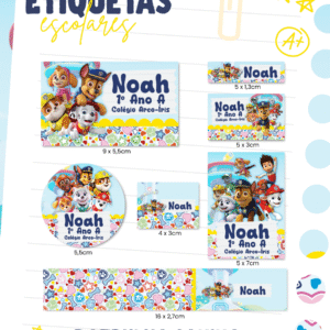 Etiqueta Escolar Patrulha Canina