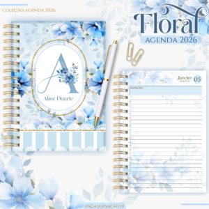 Agenda Floral Azul 2026