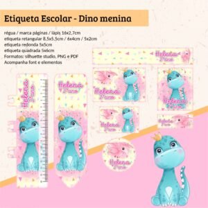 Etiqueta Escolar Dino Menina