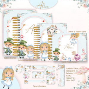 Combo Escolar Alice No Pais Das Maravilhas