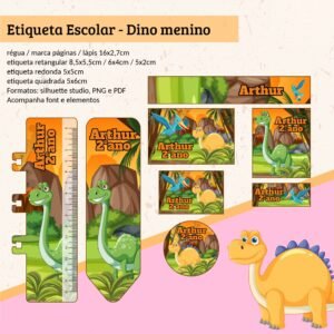 Etiqueta Escolar Dino Menino