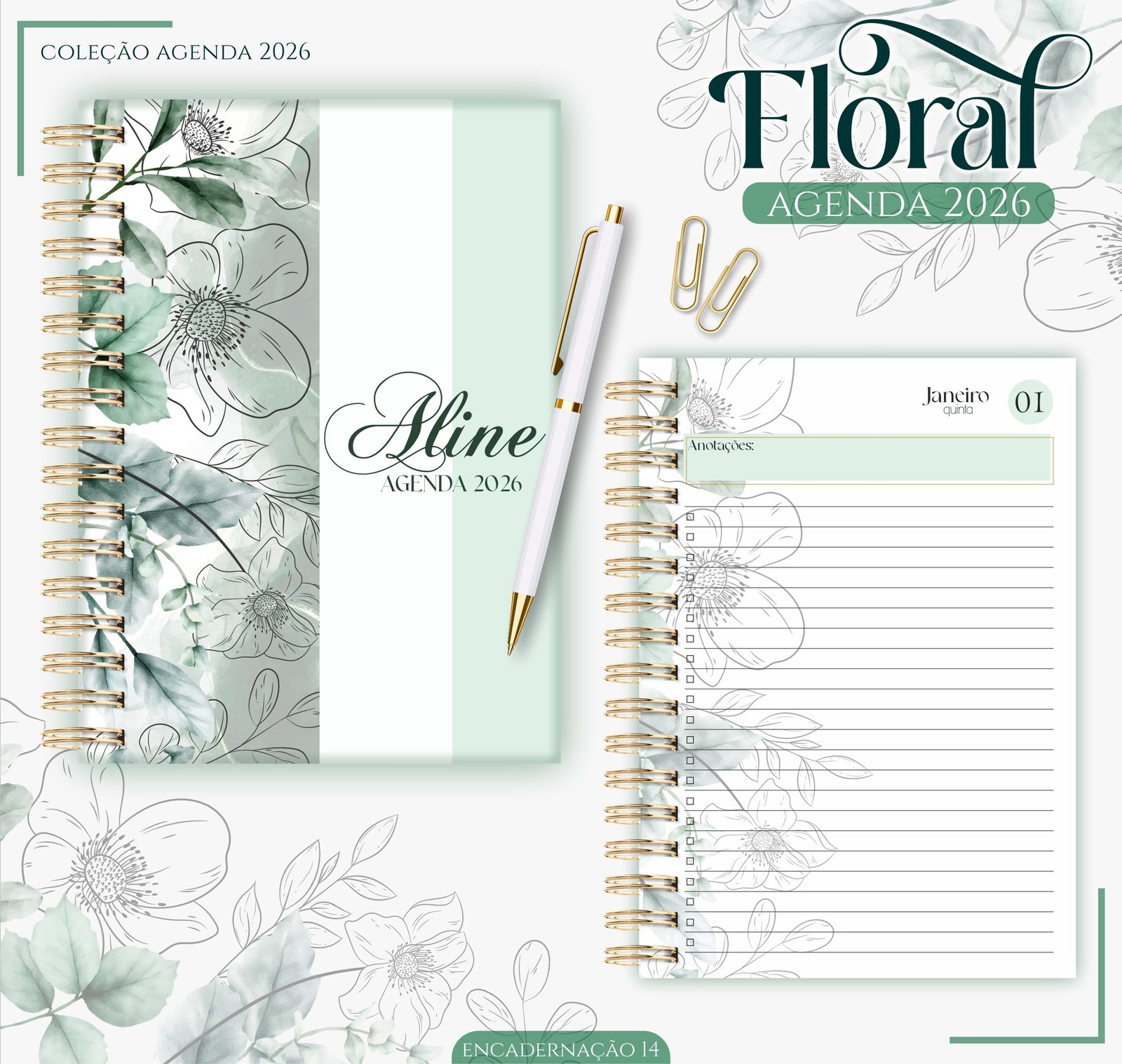 Agenda Floral Verde 2026