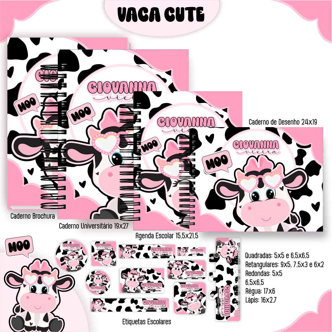 Combo Escolar Vaca Cute