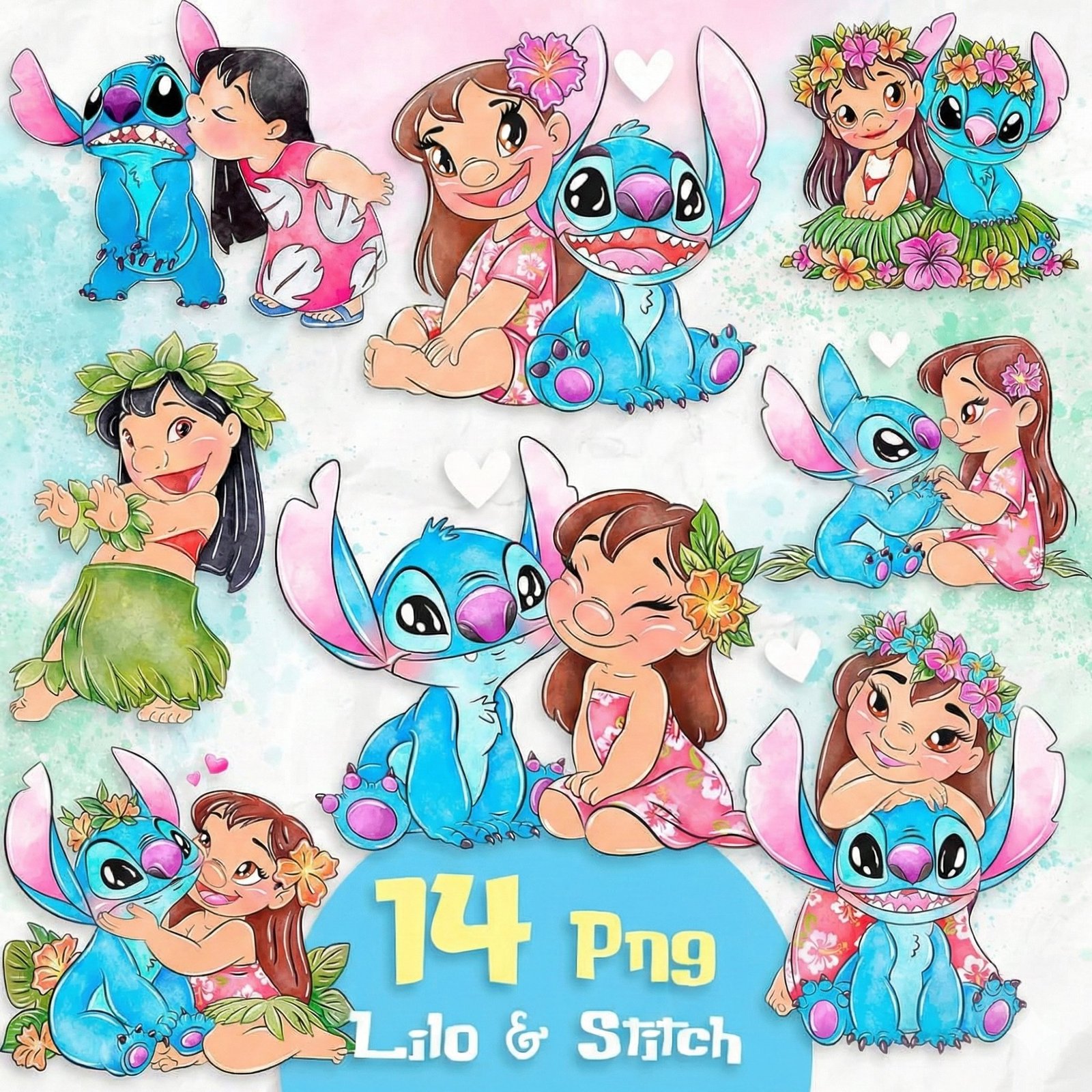 Kit Digital Lilo E Stitch Aquarela