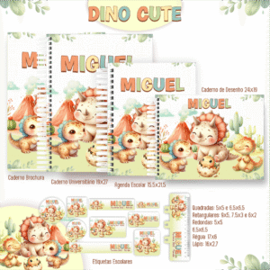 Combo Escolar  Dino Cute Aquarela