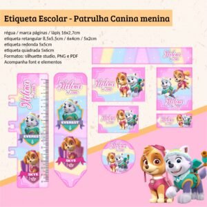 Etiqueta Escolar Patrulha Canina Menina