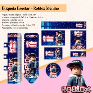Etiqueta Escolar Roblox Menino