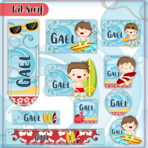 Etiqueta Escolar Surf