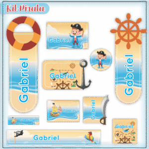 Etiqueta Escolar Piratas