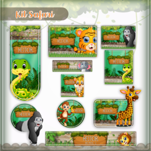 Etiqueta Escolar Safari