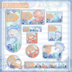 Etiqueta Escolar Fundo Do Mar