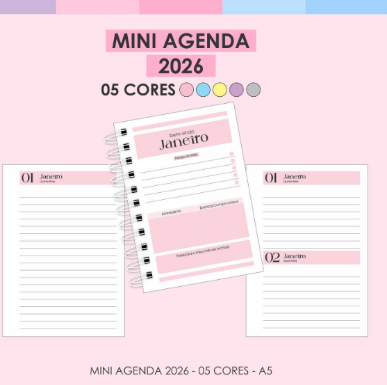 Mini Agenda 2026 - 05 Cores