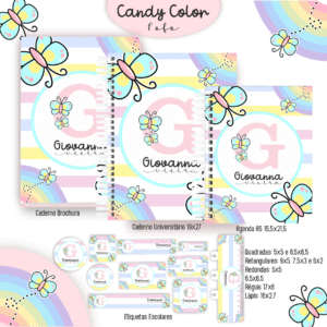 Combo Escolar Candy Color Fofo Afabeto