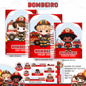 Combo Escolar Bombeiro Cute