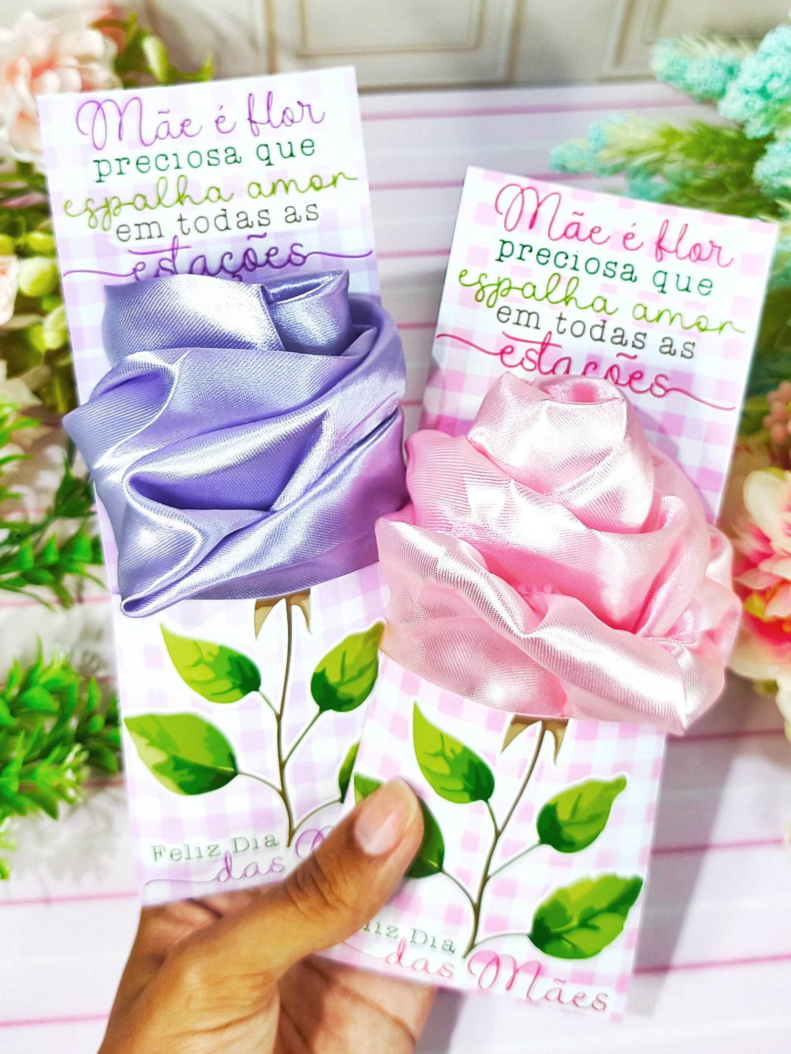 Card Touca De Cetim Flor Dia Das Mães