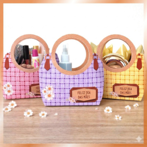Combo Com 3 Bolsas Com Alça M 18X17X6 Cm Dia Das Mães