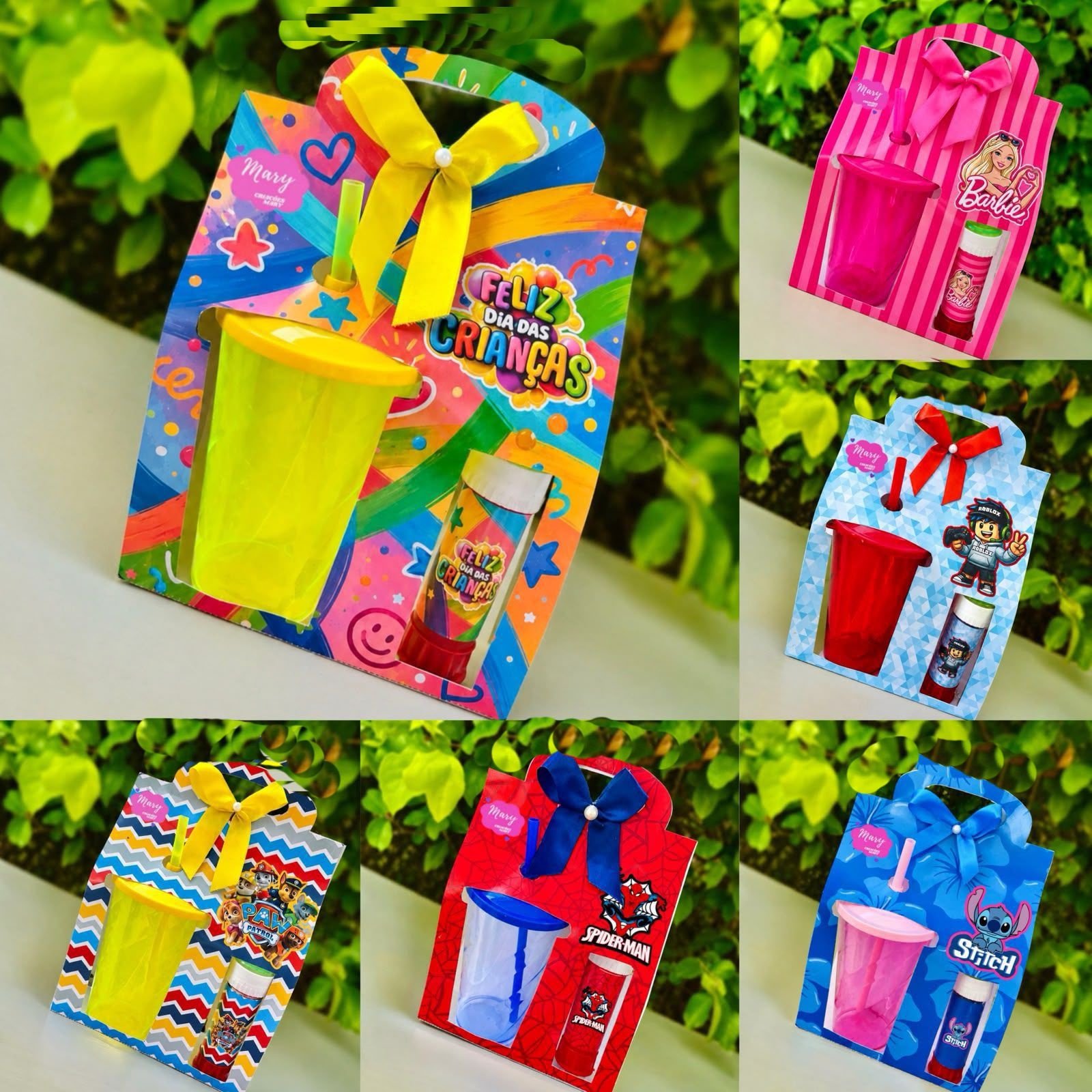 Kit Digital Caixa Sacolinha Copo Twister E Bolha De Sabão
